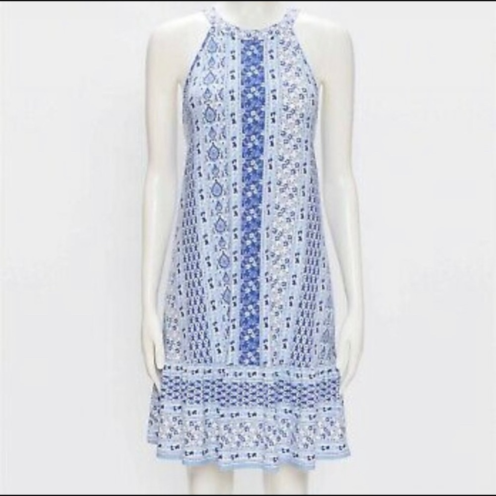 NWT Loft Blue and White Paisley Halter Swing Dress